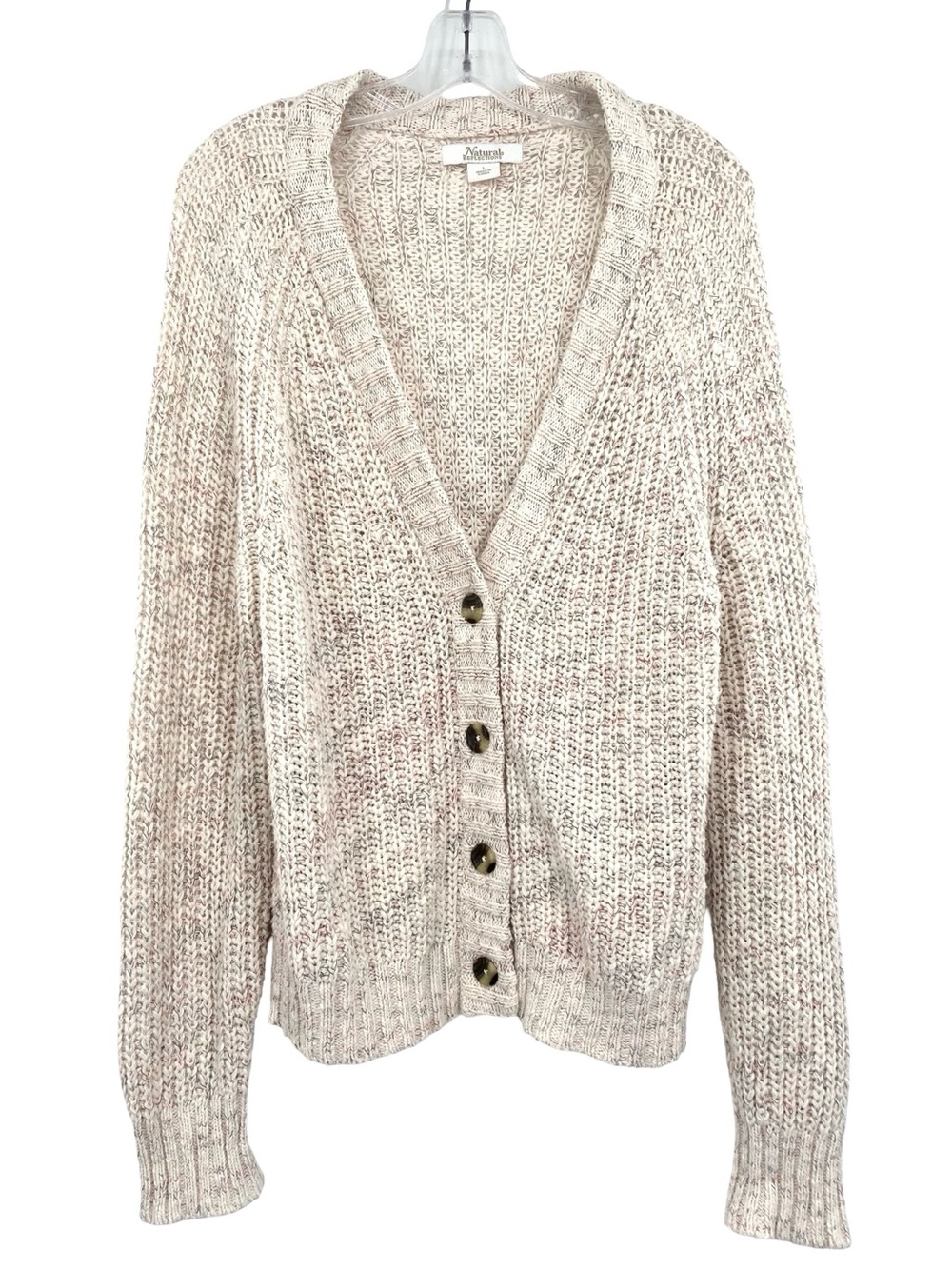 Natural Reflections Aspen Oatmeal Chunky Knit Cardigan Sweater Size Large